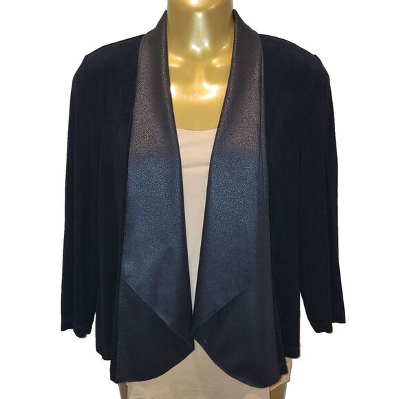 Vintage Chico's Travelers X-Small Black Short Jacket Tuxedo Style 3/4 Sleeve - Picture 1 of 8